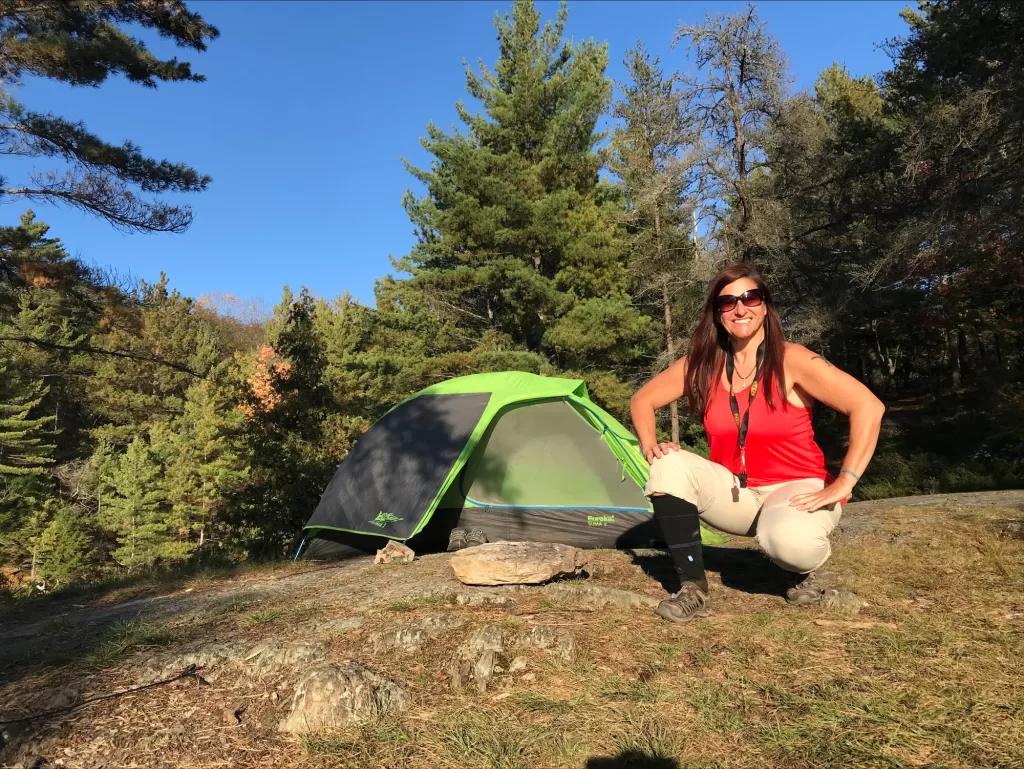 picture of a woman, Camper Christina, backcountry camping