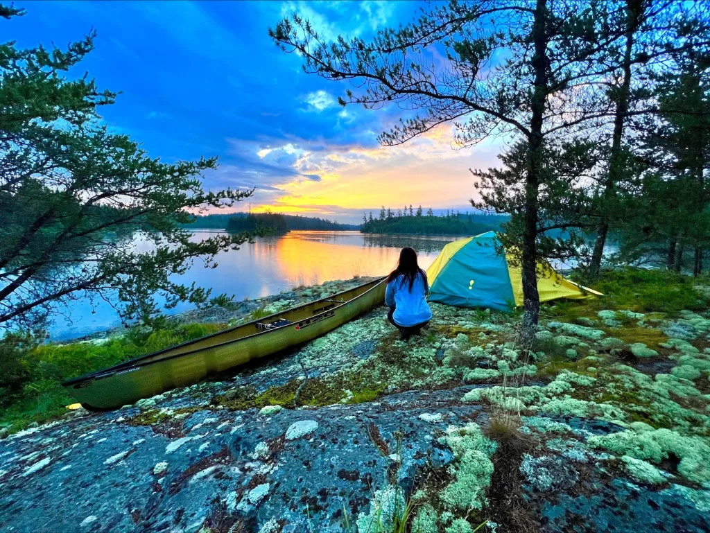 picture of camper christina on an epic backcountry camping solo camping trip